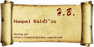 Haspel Balázs névjegykártya